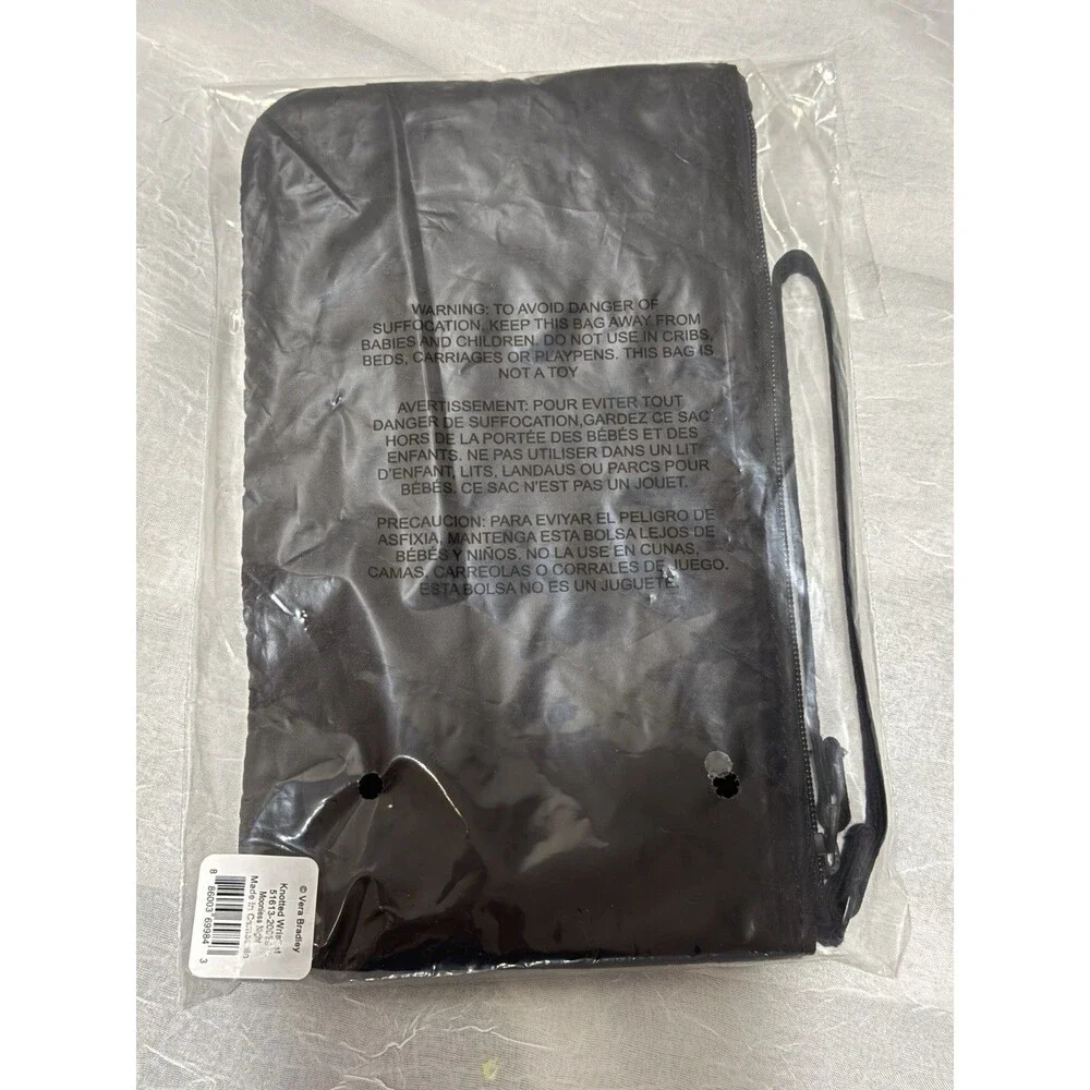 Vera Bradley Moonless Night Essential Zip Wristlet Nylon Quilted Black Brand New - Picture 7 of 7